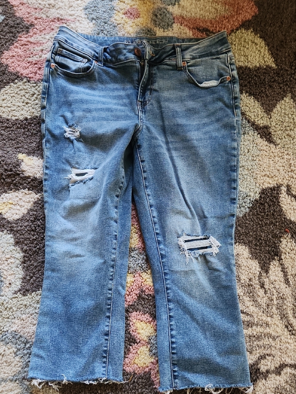 Maurices Medium Blue Ripped Cropped Jeans